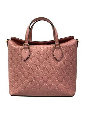 Gucci Handbag Guccissima Line Pink Embossed Leather